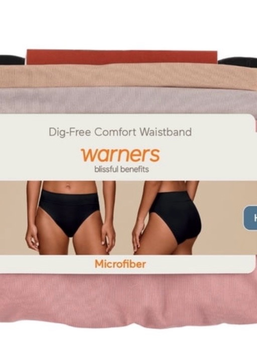 Warner's Microfiber Dig-Free Waistband Briefs - Black, Beige, Blush, Rust